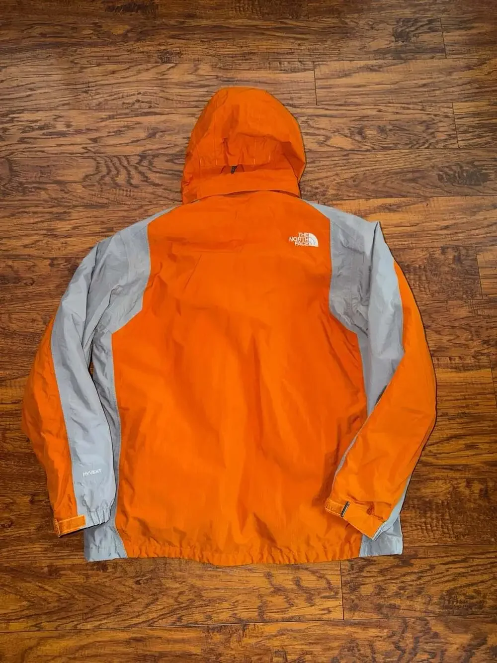 The North Face HyVent Orange and Gray Hooded Winter Jacket